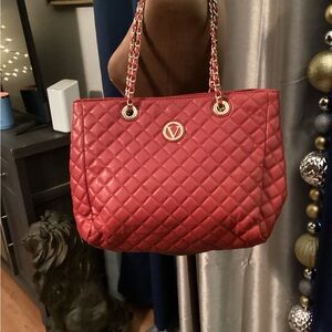 Vera New York Red Quilted Tote Bag